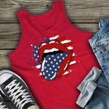SB498 Patriotic Lips | Ready to Press Heat Transfer 9" X 9"