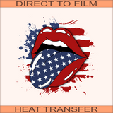 SB498 Patriotic Lips | Ready to Press Heat Transfer 9" X 9"