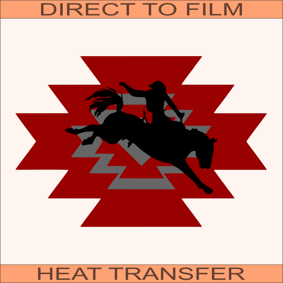 Aztec Bronc Rider | Ready to Press Heat Transfer 10