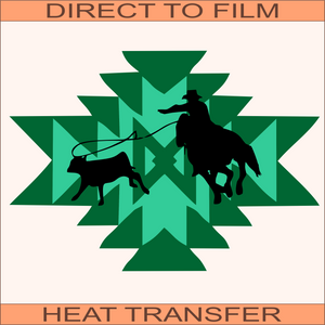 Aztec Calf Roper | Ready to Press Heat Transfer 10" x 7.1"