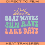 Boat Waves Sun Rays Lake Days | Ready to Press Heat Transfer 10" x 8.1"