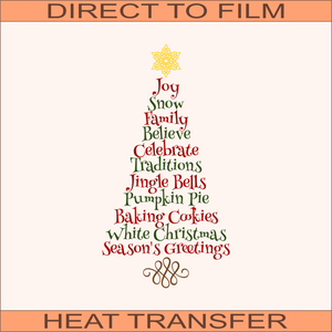 Christmas Word Tree | Ready to Press Heat Transfer 5.2" x 10"