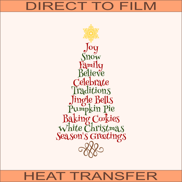 Christmas Word Tree | Ready to Press Heat Transfer 5.2