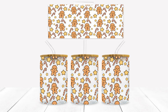 UVD 171 Gingerbread men -  16 oz Glass Cup Wrap