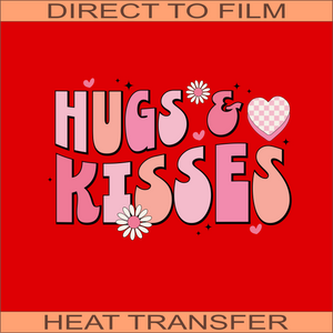 Hugs and Kisses Retro | Ready to Press Heat Transfer 10.5" x 7"