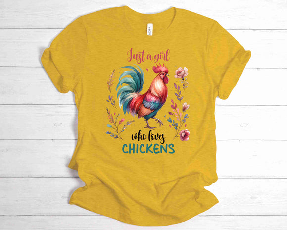 SB366 Just a Girl Who Loves Chickens | Ready to Press Heat Transfer 8.5