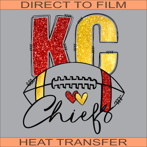 KCC41 Chiefs Glitter | Ready to Press Heat Transfer 12.4