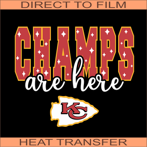 KCC68 Champs Are Here | Ready to Press Heat Transfer 12" x 10.1"