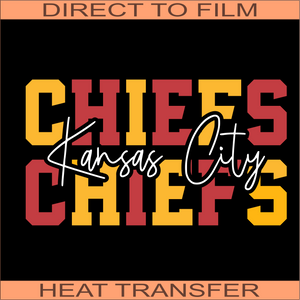 KCC71 Chiefs Colors | Ready to Press Heat Transfer 12" x 6.7"