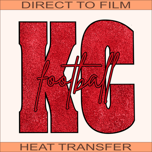 KCC97 KC Football Glitter | Ready to Press Heat Transfer 11.3