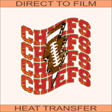 KC Chiefs Lightning  | Ready to Press Heat Transfer 10" x 11"