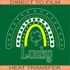 Lucky Rainbow White | Ready to Press Heat Transfer 9.5" x 8.8"