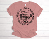 Physician Assistant Life Circle Words | Ready to Press Heat Transfer 9 x 9