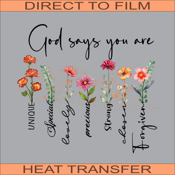 SB644 God Says You Are | Ready to Press Heat Transfer  11