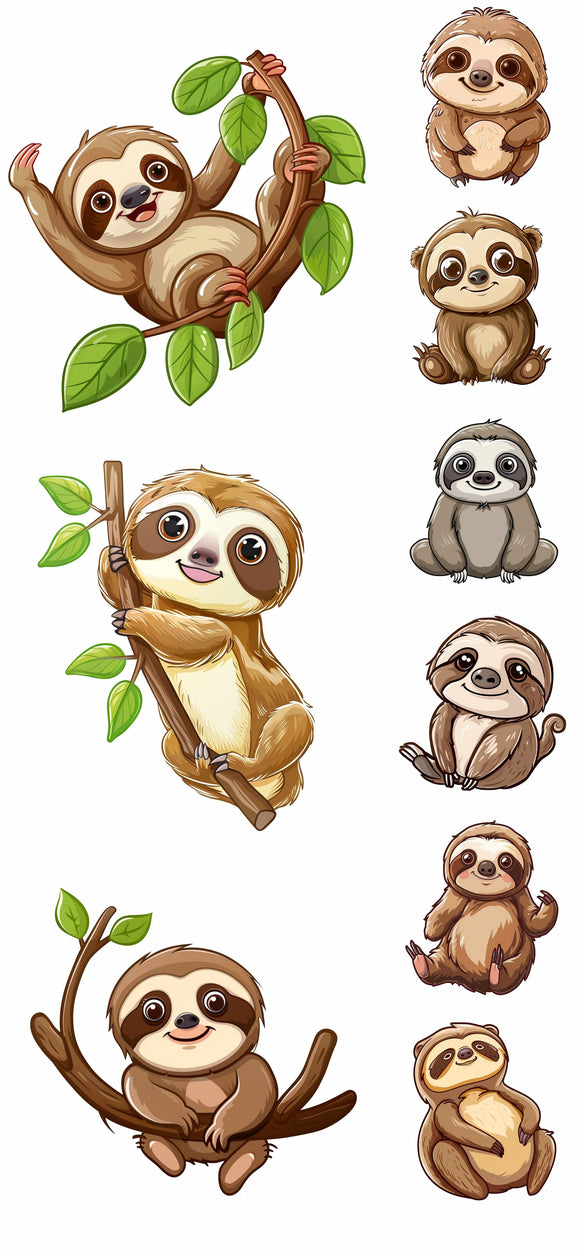 UVD 105 Sloth Babies - Premium UV Decal Pack - Set of 9 High-Quality Designs