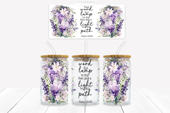 UVD 150 GC16 Psalm 119:105 - 16 oz Glass Cup Wrap