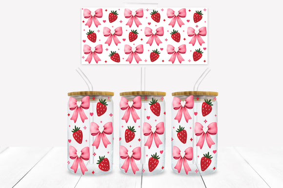UVD 154 GC16 Strawberries and Flowers - 16 oz Glass Cup Wrap