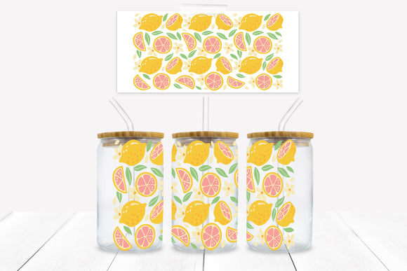 UVD 155 GC16 Lemons - 16 oz Glass Cup Wrap
