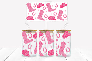 UVD 156 GC16 Pink Cowgirl Boots - 16 oz Glass Cup Wrap