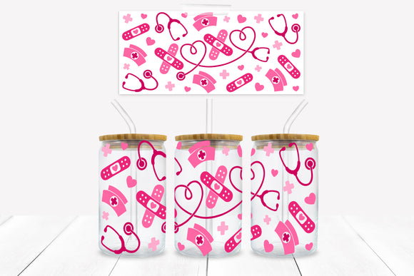 UVD 161 GC16 Nurse XO - 16 oz Glass Cup Wrap