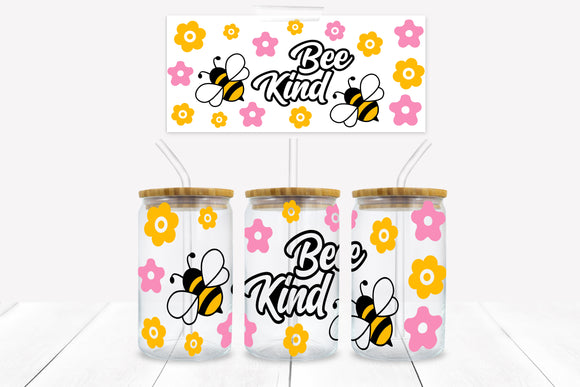 UVD 162 GC16 Bee Kind - 16 oz Glass Cup Wrap