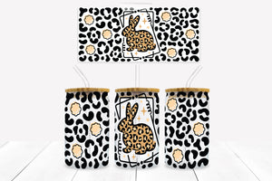 UVD 164 GC16 Leopard Bunny - 16 oz Glass Cup Wrap