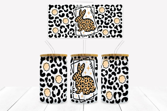 UVD 164 GC16 Leopard Bunny - 16 oz Glass Cup Wrap