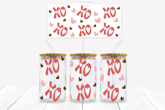 UVD 168 GC16 XO Heart - 16 oz Glass Cup Wrap