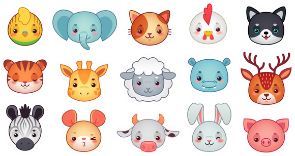 UVD 169 Animals 1 - Premium UV Decal Pack - Set of 15 High-Quality Designs