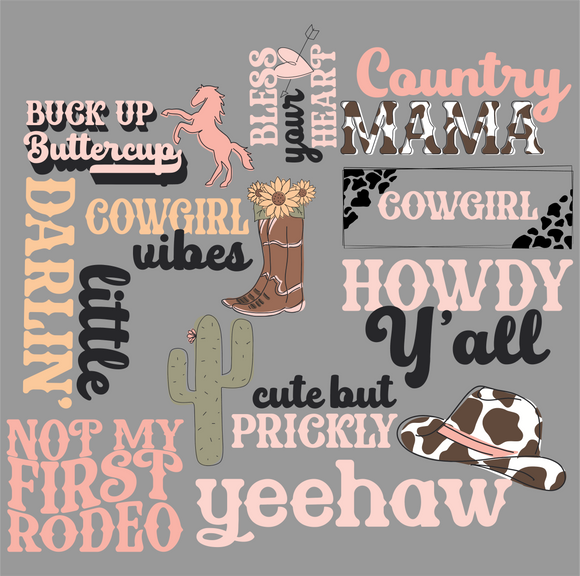 UVD 172 Cowgirl - Premium UV Decal Pack - Set of 10 High-Quality Designs