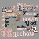 UVD 172 Cowgirl - Premium UV Decal Pack - Set of 10 High-Quality Designs