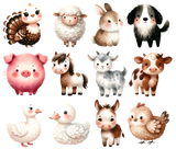 UVD 173 Farm Animals - Premium UV Decal Pack - Set of 12 High-Quality Designs