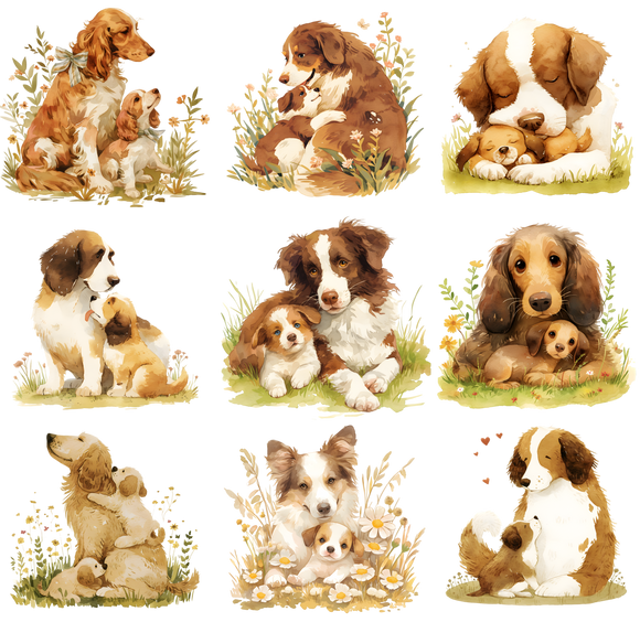 UVD 174 Dogs & Puppies 1 - Premium UV Decal Pack - Set of 9 High-Quality Designs
