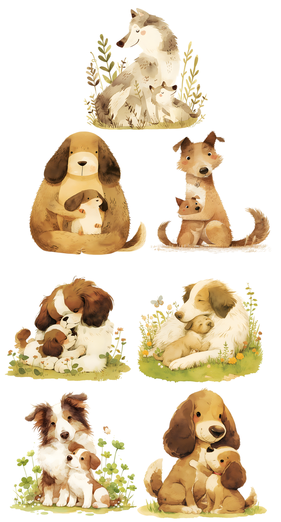 UVD 176 Dogs & Puppies 3 - Premium UV Decal Pack - Set of 7 High-Quality Designs