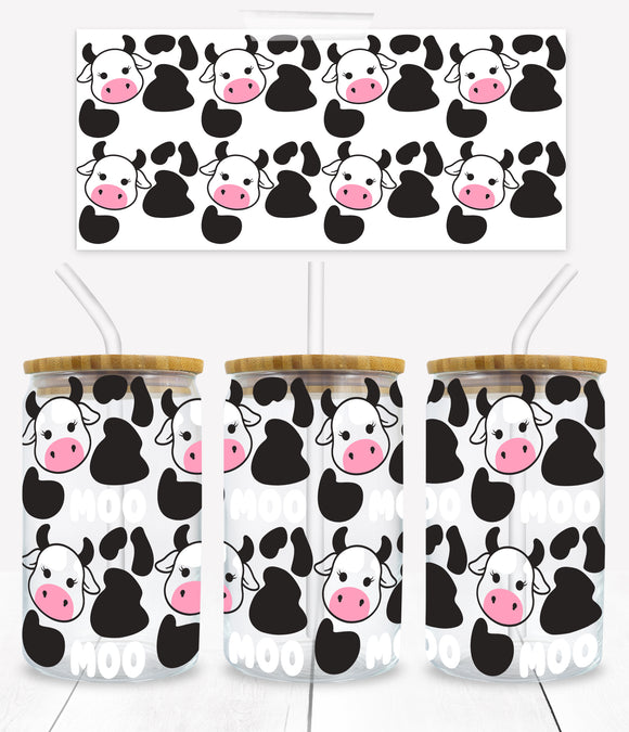 CowMoo - UVD 23 - 16 oz Glass Cup Wrap