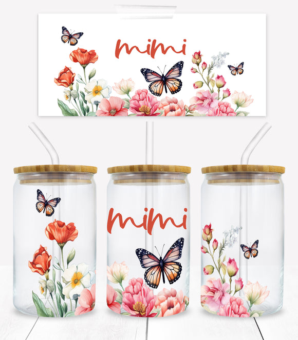 Mimi Floral - UVD 31 - 16 oz Glass Cup Wrap