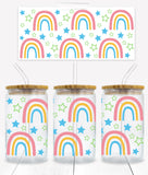 Rainbow with Stars - UVD 37 - 16 oz Glass Cup Wrap