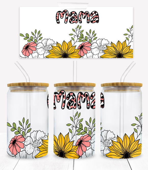 Mama Flower - UVD 44 - 16 oz Glass Cup Wrap