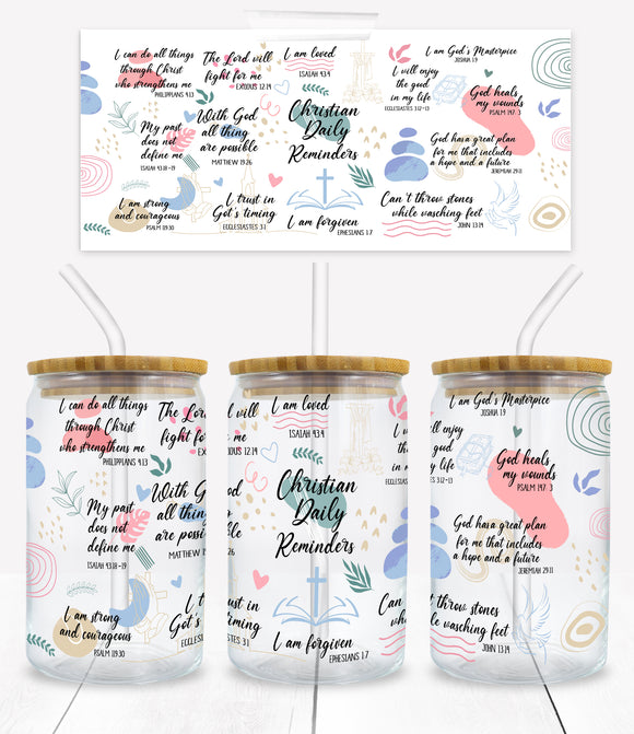 Christian Daily Reminders - UVD 45 - 16 oz Glass Cup Wrap