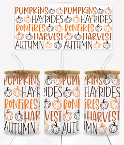 Words Autumn - UVD 52 - 16 oz Glass Cup Wrap