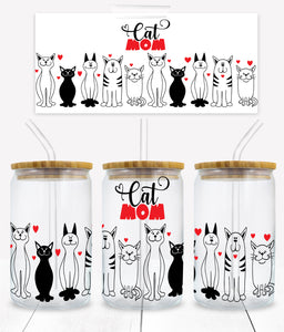 Cat Mom - UVD 54 - 16 oz Glass Cup Wrap