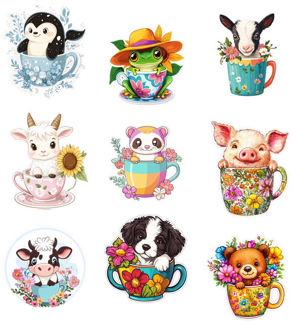 UVD 93 Cup Animals 1 - Premium UV Decal Pack - Set of 9 High-Quality Designs
