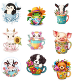 UVD 93 Cup Animals 1 - Premium UV Decal Pack - Set of 9 High-Quality Designs