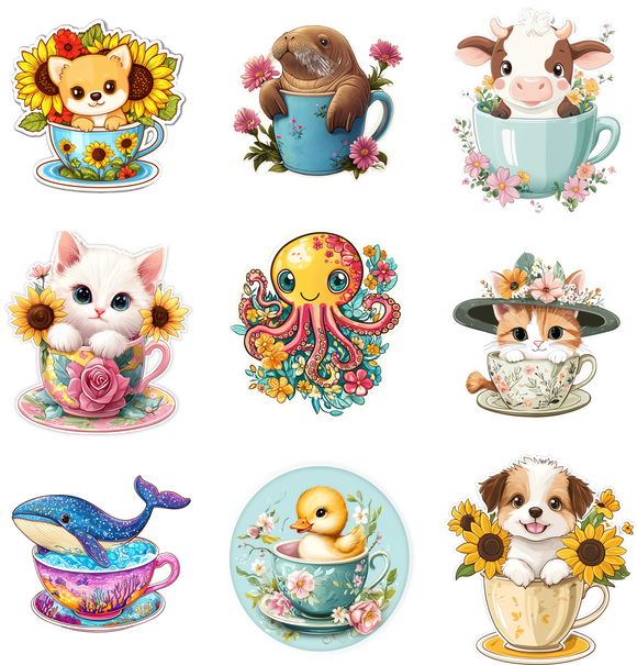 UVD 94 Cup Animals 2 - Premium UV Decal Pack - Set of 9 High-Quality Designs