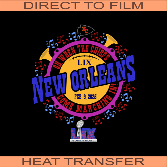 KCC121 New Orleans KC Football | Ready to Press Heat Transfer 10.5