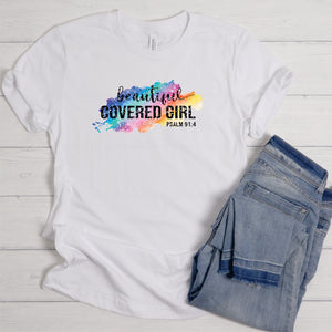 SB61 Beautiful Covered Girl  | Ready to Press Heat Transfer 11.5" x 6.2"