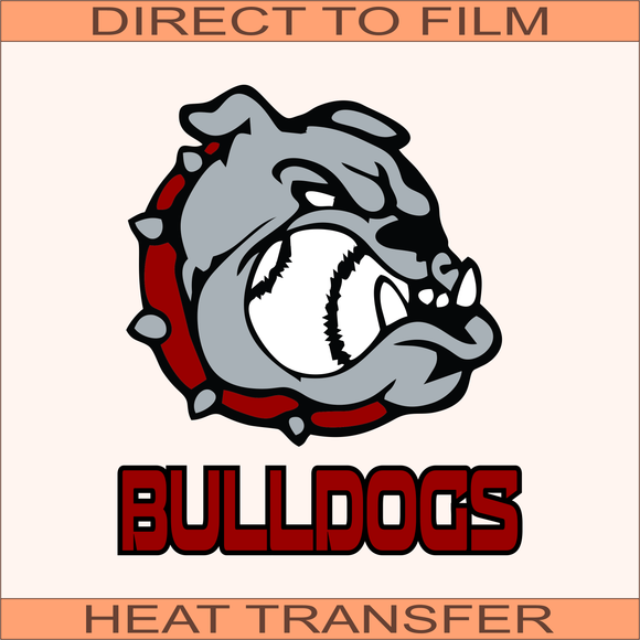 Bulldog Baseball Red | Ready to Press Heat Transfer 8.2