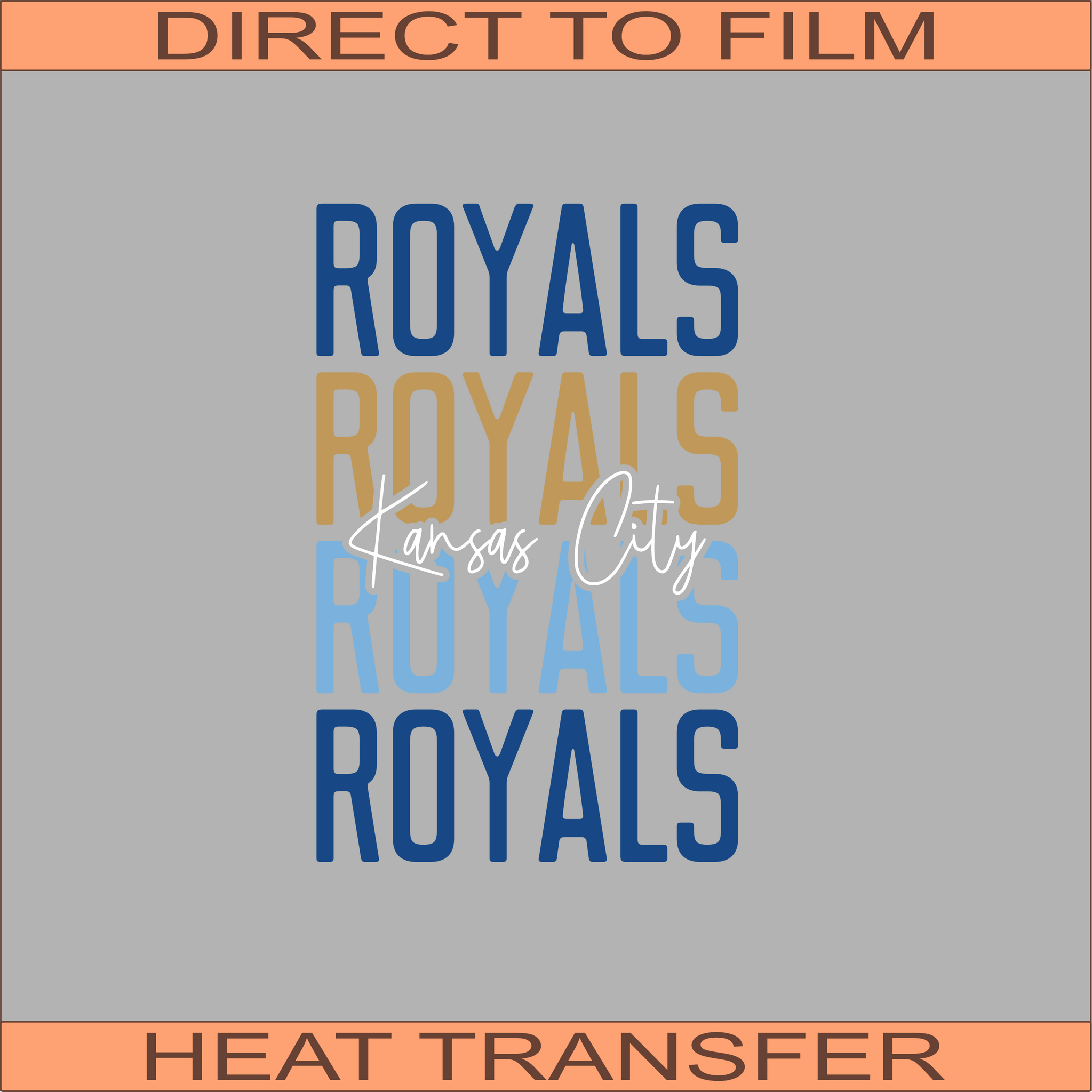 Kansas City Royals Colors  Ready to Press Heat Transfer 8 x 10