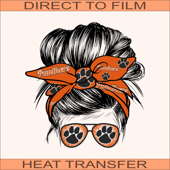 Panthers Messy Bun | Ready to Press Heat Transfer 9.5