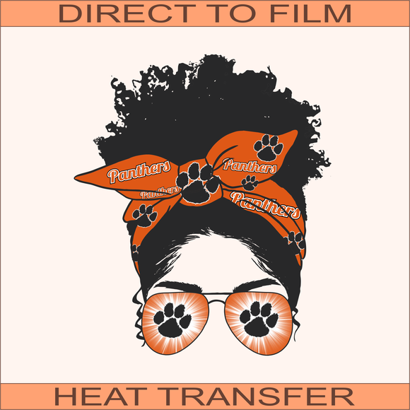 Panthers Messy Bun | Ready to Press Heat Transfer 9.5